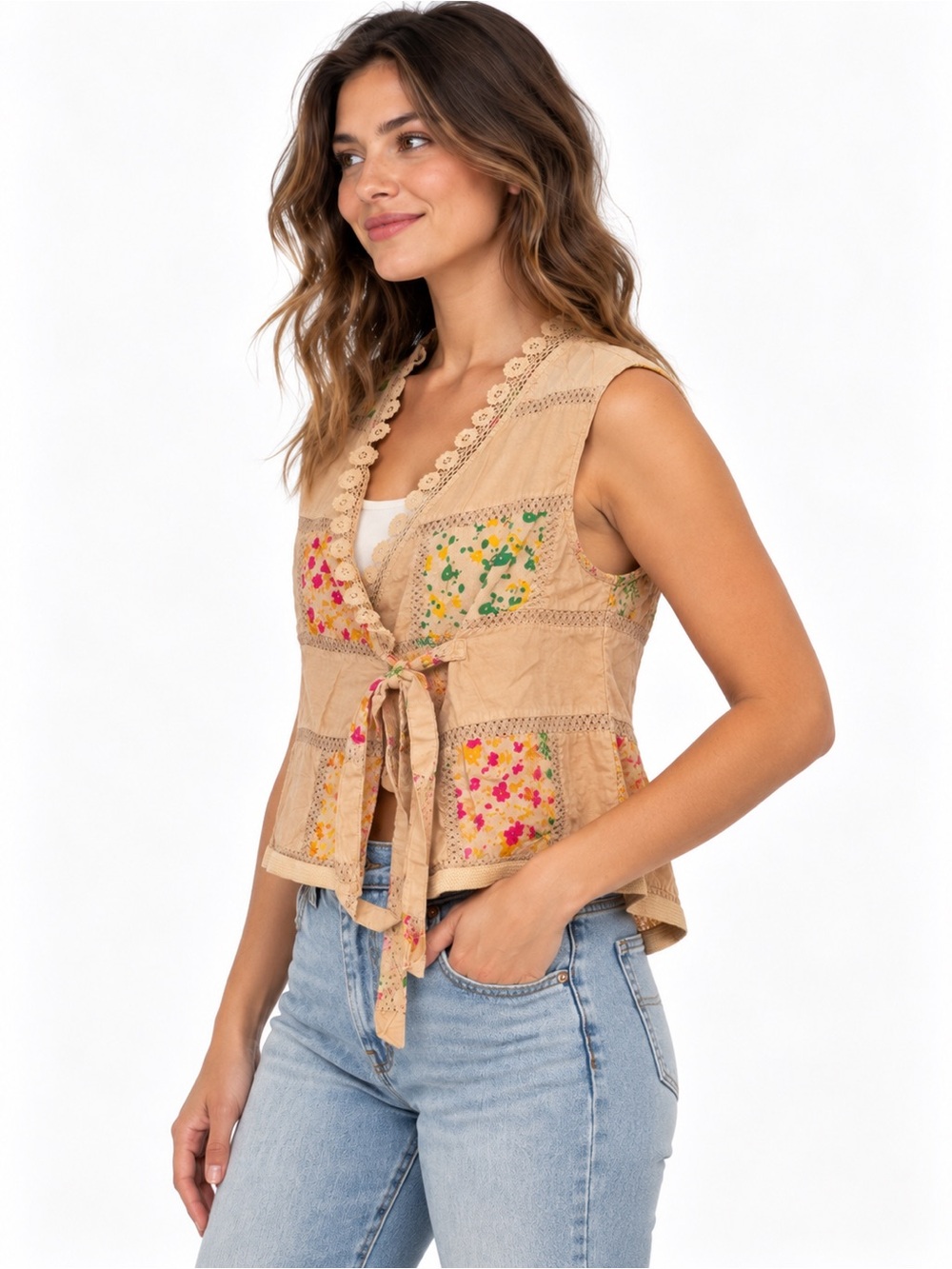 Jaded Gypsy Wrapped In Love Patchwork Wrap Vest Top